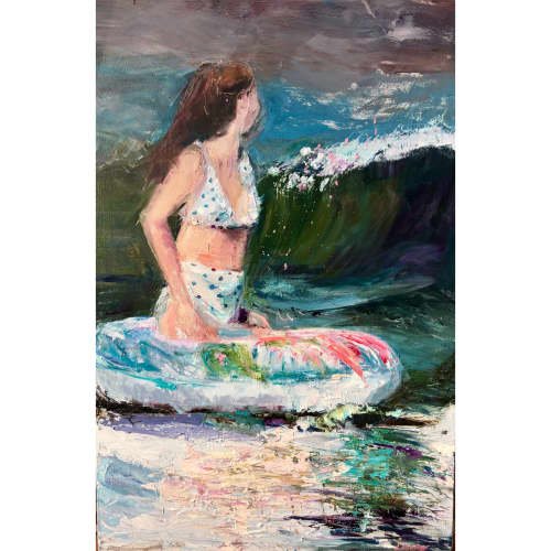 Crest Of A Wave | Oil And Acrylic Painting in Paintings by Julia Lawing Fine Art. Item made of canvas & synthetic