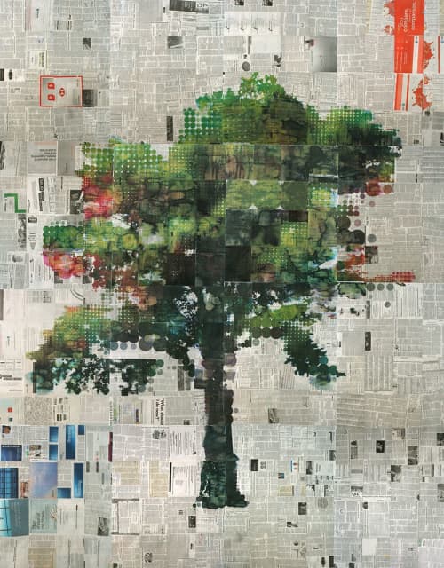 Atlas | Mixed Media by Phillip Hua. Item composed of paper and synthetic