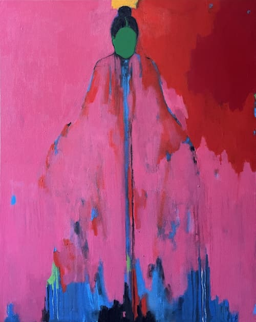 Alienation Figure I | Oil And Acrylic Painting in Paintings by Gela Mikava. Item made of fabric works with minimalism & contemporary style