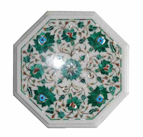 white marble table, coffee table, end table, tabletop | Tables by Innovative Home Decors. Item made of marble works with country & farmhouse & art deco style