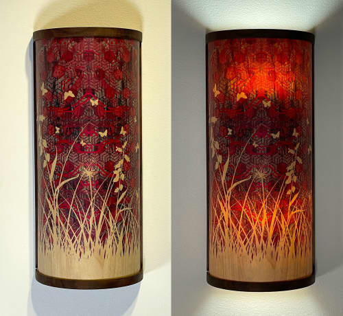 geo floral sconce | Sconces by Mad King Productions. Item composed of maple wood in contemporary or eclectic & maximalism style