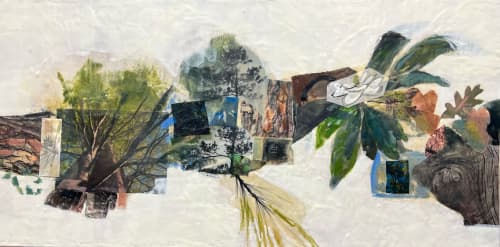 Treeline | Mixed Media in Paintings by Shelley Helms Fleishman. Item made of wood & cotton compatible with boho and contemporary style