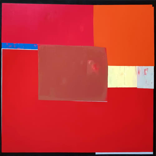 Red composition III | Oil And Acrylic Painting in Paintings by Luis Medina. Item composed of canvas in minimalism or contemporary style