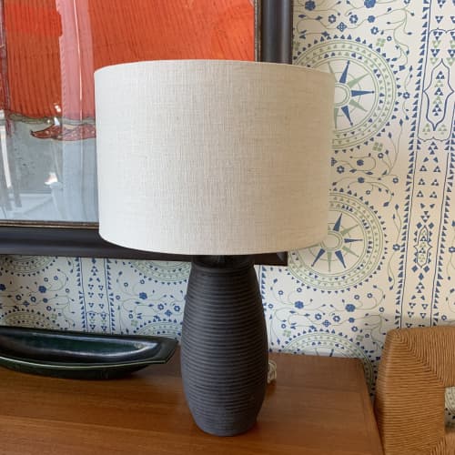 Black on Black Table Lamp | Lamps by Donna de Soto | Hollywood at Home in Los Angeles. Item composed of stoneware