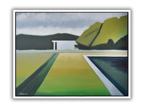 Abstract Landscape Poolside - Framed Print | Prints in Paintings by Nicolette Atelier. Item made of canvas
