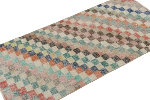 Vintage Zeki Müren Rug with Polychromatic Geometric Pattern | Area Rug in Rugs by Rug and Kilim