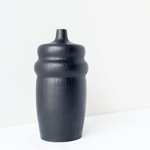 Sonsy Black Vase #2 | Vases & Vessels by Pooja Pawaskar. Item made of oak wood
