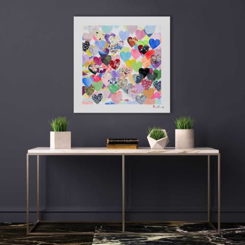 Love will save nature - Original mixed media painting | Mixed Media by Xiaoyang Galas. Item composed of canvas and paper in contemporary or art deco style