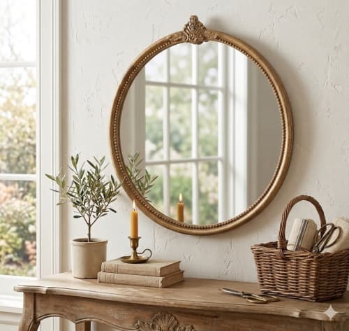 Round beads mirror frame | Decorative Objects by Famous Art Group Of Industries