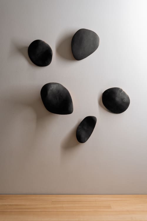 Wood Wall Sculptures black | Sculptures by Ivars Design. Item composed of wood in minimalism or contemporary style