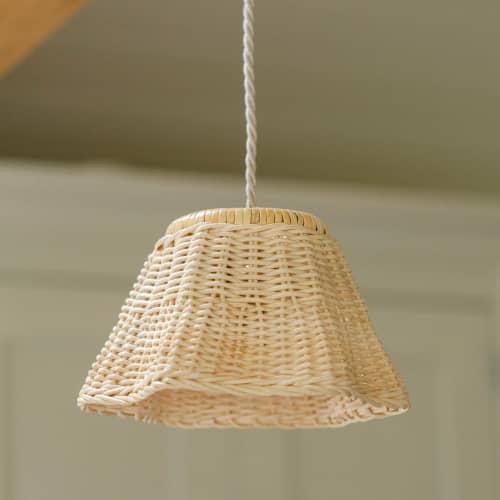 Wave Rattan Lampshade (Small) | Lighting by Hastshilp. Item made of wood