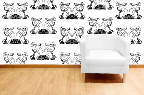 Dancing Girls DG01 (Black on White DG02 (White on Black) | Wallpaper in Wall Treatments by ART DECOR DESIGNS. Item composed of fabric and paper