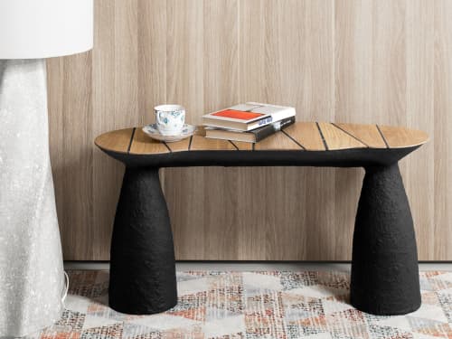 TOKI Bench — Sculptural Oak Seating Object | Benches & Ottomans by Donatas Žukauskas. Item made of oak wood & cement compatible with boho and contemporary style