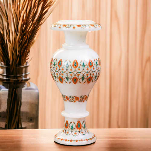 marble flower vase, marble decorative vase, marble vase | Vases & Vessels by Innovative Home Decors. Item composed of marble in country & farmhouse or art deco style