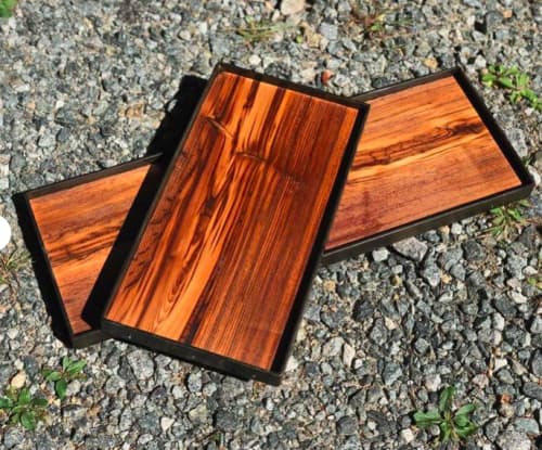 Reclaimed Barnwood Tray with Blackened Steel Edge | Decorative Tray in Decorative Objects by Basemeant WRX. Item made of wood with steel