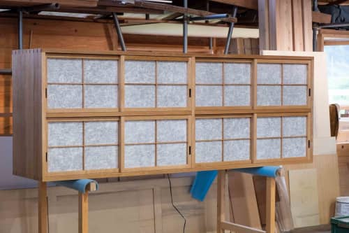 White Oak Shoji Cabinet | Storage by Big Sand Woodworking. Item composed of oak wood & paper
