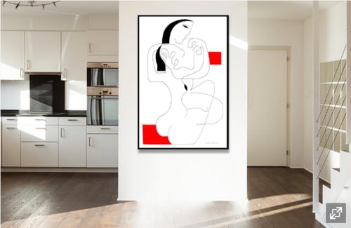 Le Calin with red accent | Drawings by Hildegarde Handsaeme. Item made of canvas