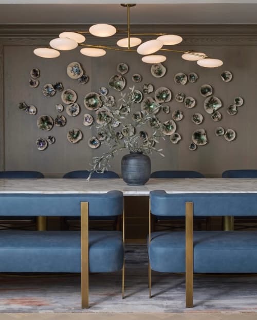Porcelain Wall Sculpture, 14 Pieces Set, Green-Turquoise | Wall Hangings by SevaCeramics | The Ritz-Carlton, Half Moon Bay in Half Moon Bay. Item made of ceramic compatible with japandi style