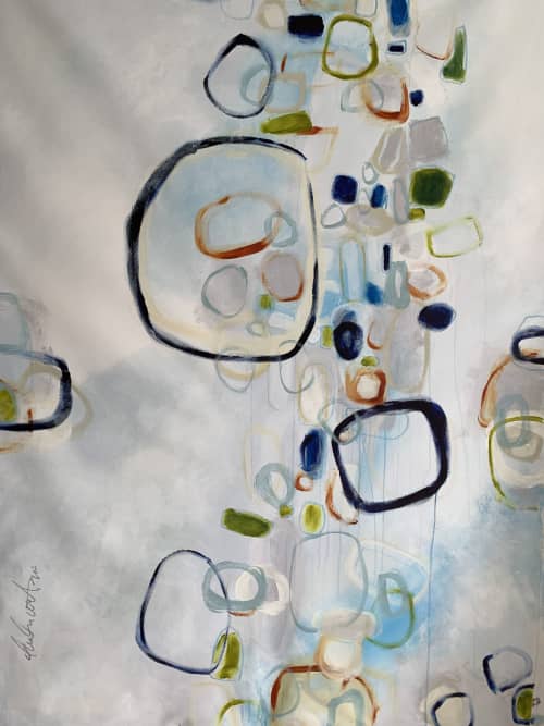 Beach Town 2🔴 | Mixed Media by Darlene Watson Abstract Artist. Item made of synthetic