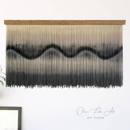 Wool graffiti grey wall hanging -Zorke 38 | Macrame Wall Hanging in Wall Hangings by Olivia Fiber Art