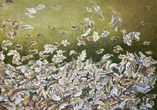 Autumn Leaves - 4 | Oil And Acrylic Painting in Paintings by Sangeeta Sagar. Item made of canvas with synthetic