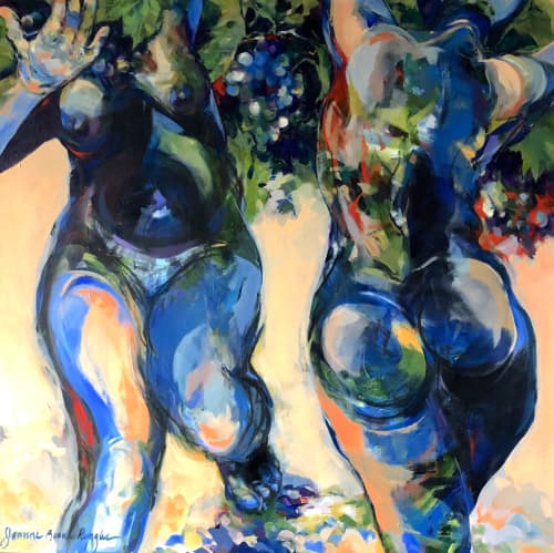 Bacchanalia Revisited | Oil And Acrylic Painting in Paintings by Joanne Beaule Ruggles. Item composed of canvas and synthetic in contemporary or mediterranean style
