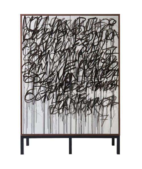 Say It Again Armoire, Mix Media Graffiti Artwork Doors | Wardrobe in Storage by Morgan Clayhall