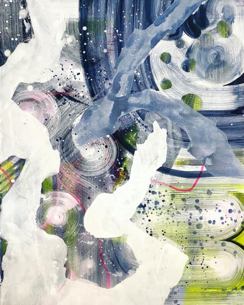 Supernova Waterslide | Mixed Media in Paintings by Neon Dunes by Lily Keller. Item made of canvas compatible with contemporary and modern style