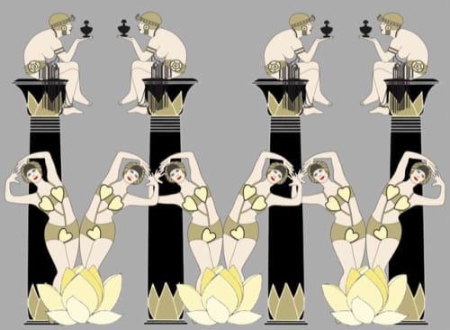 LOT 02 YELLOW  (Yellow) Lotus Girls | Wallpaper in Wall Treatments by ART DECOR DESIGNS. Item made of paper