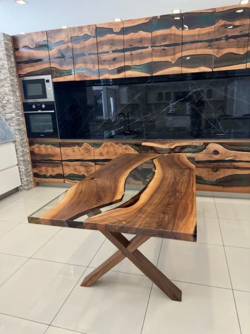 Walnut Resin Live Edge Dining Table - Resin Epoxy Table | Tables by Tinella Wood. Item made of walnut