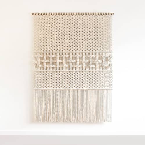 Woven Through Time | Macrame Wall Hanging in Wall Hangings by Tamar Samplonius. Item composed of cotton and fiber