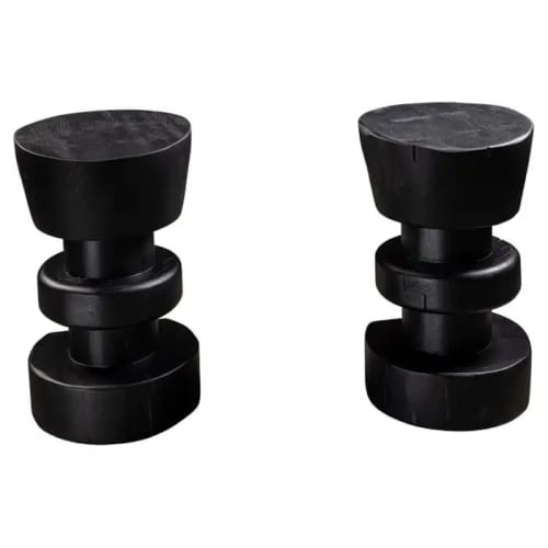 Solid Black Oak Copablanca Stool | Chairs by NO AGE FURNITURE STUDIO. Item composed of oak wood
