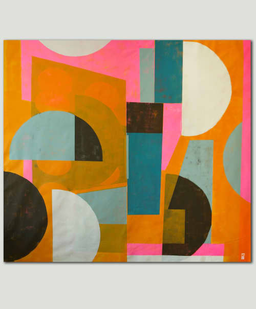 Fractured BiG Orange | Oil And Acrylic Painting in Paintings by Ronald Hunter. Item made of canvas works with contemporary & industrial style