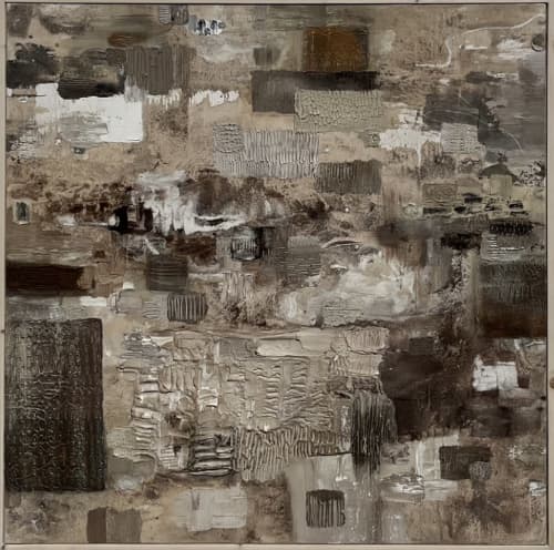 hunter's moon | Mixed Media in Paintings by VISCERAL HOME STUDIO. Item composed of wood and canvas in mid century modern or japandi style