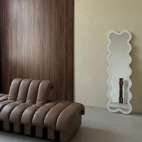 Hvyli 14 - Narrow Wavy Mirror | Decorative Objects by oitoproducts. Item composed of wood & glass compatible with minimalism and contemporary style