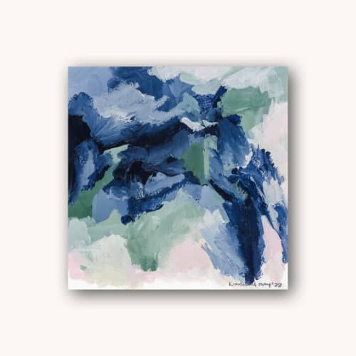 "Comfort" Original Abstract Acrylic Painting 8x8" Square | Oil And Acrylic Painting in Paintings by Kimberly May Art. Item composed of paper in contemporary or modern style