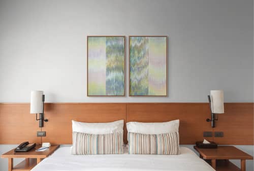 Canopy Mist - Diptych | Tapestry in Wall Hangings by Jessie Bloom Studio. Item composed of cotton in mid century modern or contemporary style