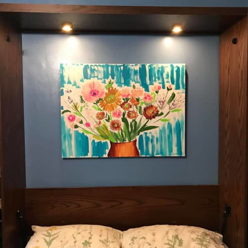 Floral Painting | Oil And Acrylic Painting in Paintings by Colleen Sandland Beatnik | Private Residence - Los Angeles, CA in Los Angeles. Item composed of canvas