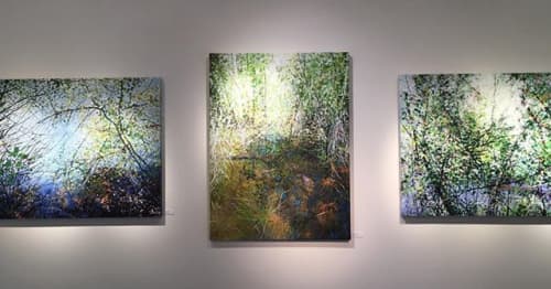 "Little Paradises." | Oil And Acrylic Painting in Paintings by Angelita Surmon | Waterstone Gallery in Portland. Item composed of canvas & synthetic
