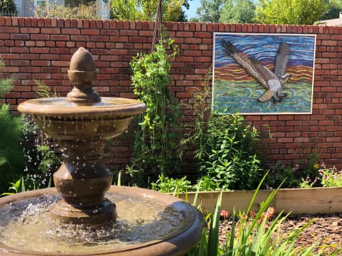 Osprey, Garden Mosaic | Wall Sculpture in Wall Hangings by Gila Mosaics Studio. Item made of cement & glass