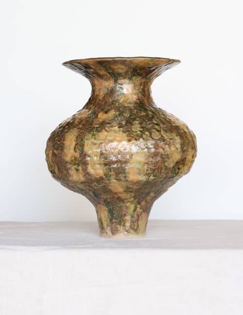 Forest Hike Green Dappled Vase | Vases & Vessels by Twinette Poterie. Item composed of ceramic compatible with modern style