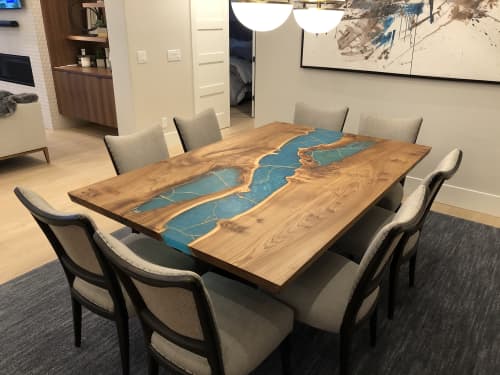 Kintsugi-Resin Dining Table | Tables by Black Rose WoodCraft. Item made of wood with synthetic