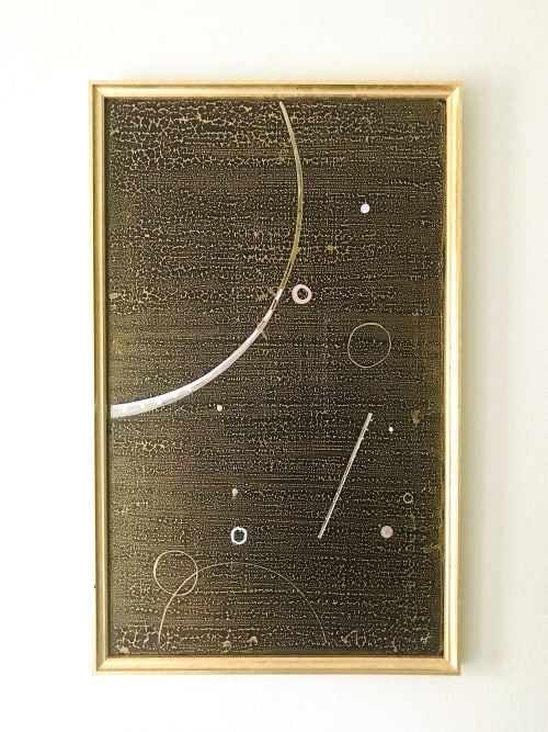 Gold Framed Burnt Orange Chalk Board Wall Art | Oil And Acrylic Painting in Paintings by NAMYOONSOOART. Item composed of wood & synthetic compatible with minimalism style