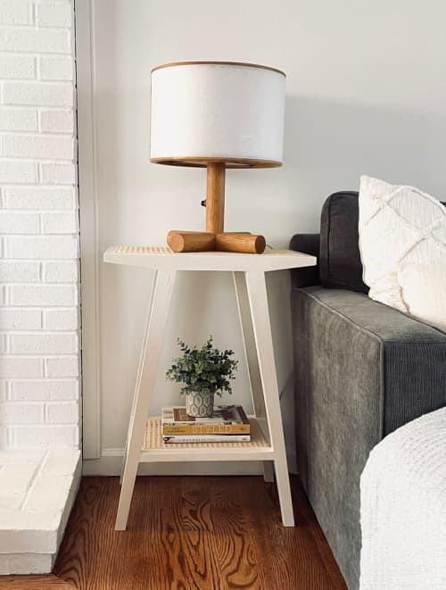 Caned Side Table: Bleached Maple | Tables by CraftsmansLife: Donald DiMauro Woodwork & Design. Item made of maple wood