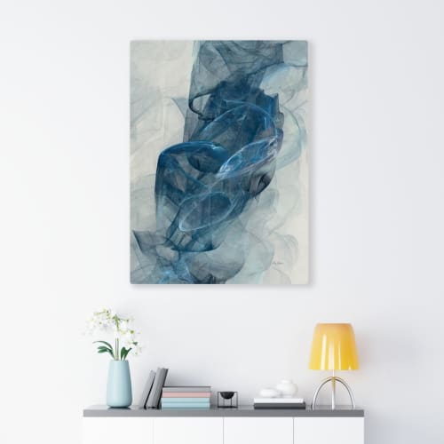 Deep Blue 13966 | Oil And Acrylic Painting in Paintings by Rica Belna. Item composed of canvas and synthetic