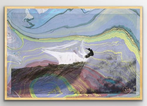 Stoke Mode (Unleashed) I Marbling & Photography, Ink on | Photography by KMOK Art. Item made of paper works with boho & minimalism style