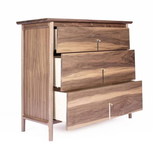 Rian Dresser, Walnut with Custom Brass Pulls | Storage by Semigood Design. Item made of walnut & brass