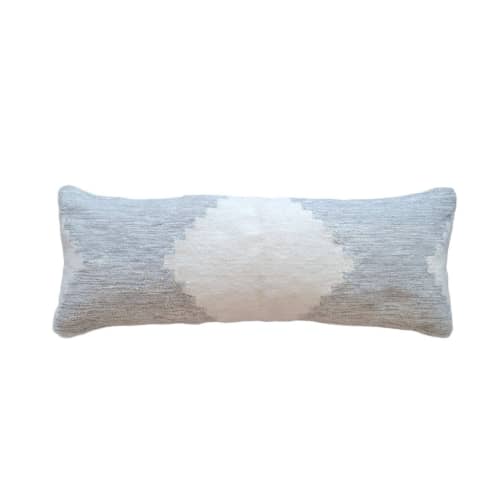 Gray Sakkara Handwoven Long Wool Lumbar Pillow Cover | Cushion in Pillows by Mumo Toronto. Item composed of fabric in boho or contemporary style