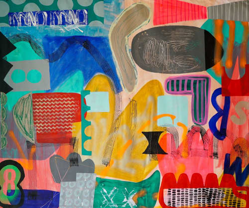 Map of the Shipwreck | Mixed Media in Paintings by Paula Saslow, Copper Rose Art. Item composed of canvas in contemporary or urban style