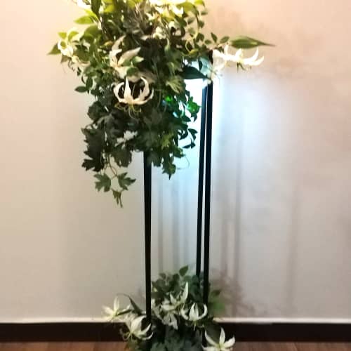 Natural-looking Floor Lamp with Artificial Leaves and Flower | Lamps by Magdyss Boutique. Item made of wood & synthetic compatible with boho and minimalism style